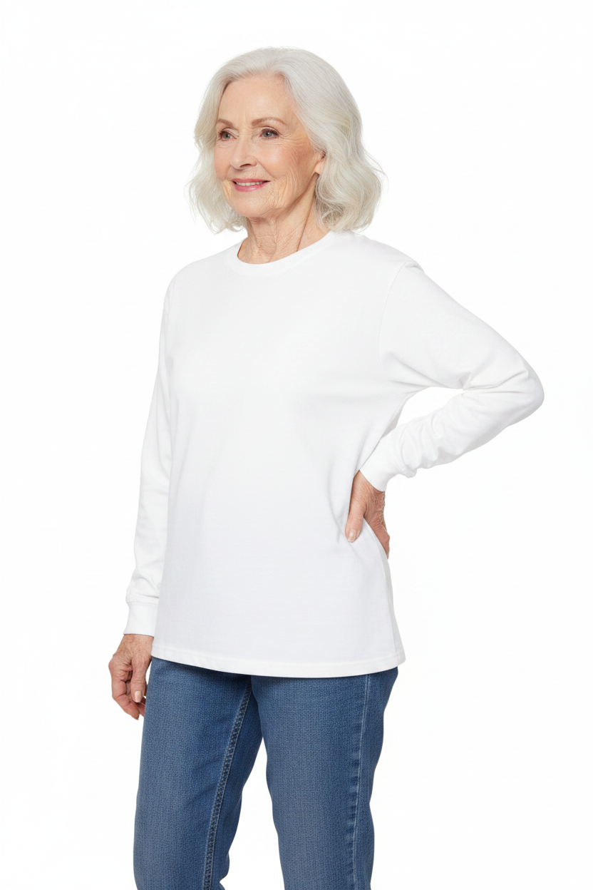 Grandmother in White Long-Sleeve Shirt